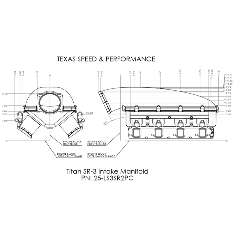 Texas Speed GM LS3 Titan SR-3 Short Runner Intake Manifold & Fuel Rails 102mm Black