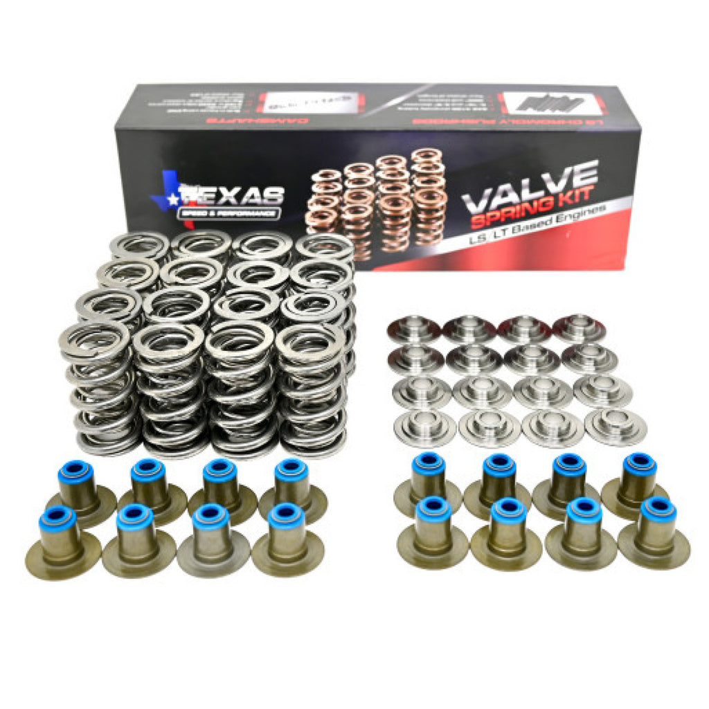 Texas Speed GM LS .660" POLISHED Dual Spring Kit PAC Valve Springs Titanium Retainers PRC Integrated Seat/Seal