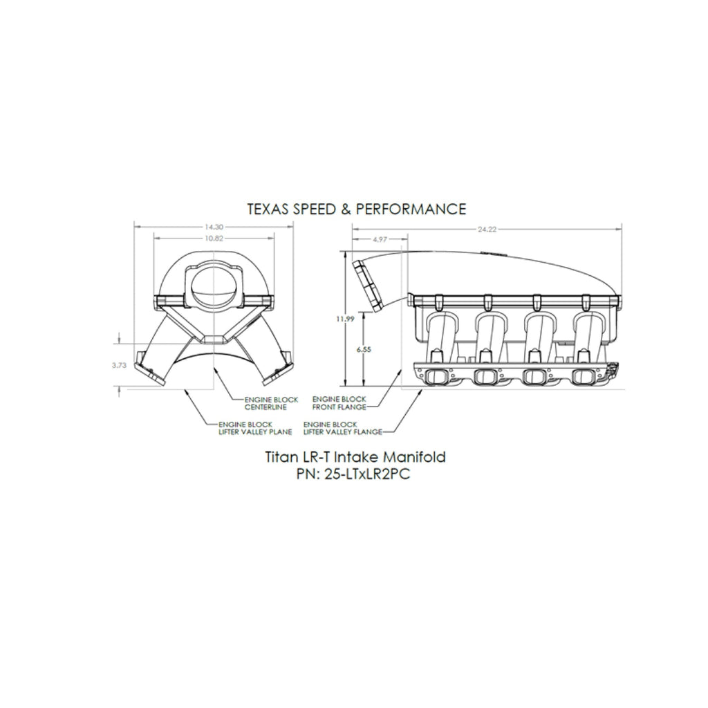 Texas Speed GM Gen 5 LT Titan LR-T Long Runner Intake Manifold & Fuel Rails 102mm Natural